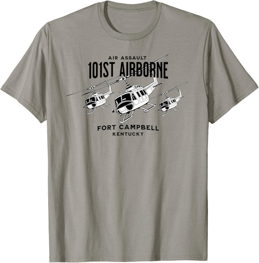 101st Airborne Fort Campbell Kentucky Air Assault Helicopter T-Shirt - T-Shirt | Sand