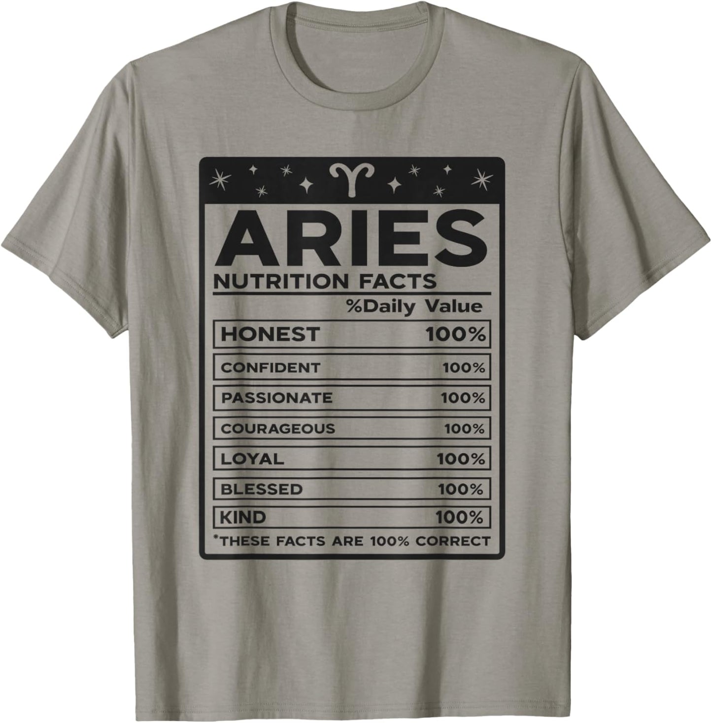 Aries Nutritional Style Zodiac Design, Aries T-Shirt - T-Shirt | Sand
