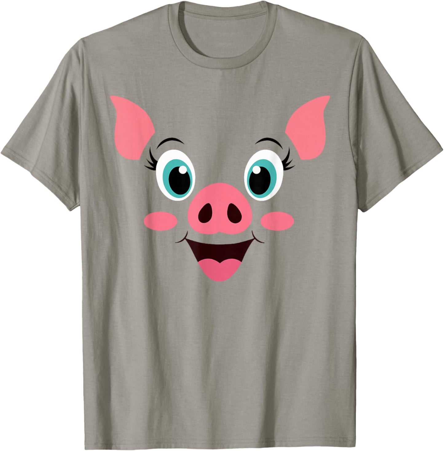 Pig Costume Cute Rubber Pig Face Halloween Men Women Kids T-Shirt - T-Shirt | Sand