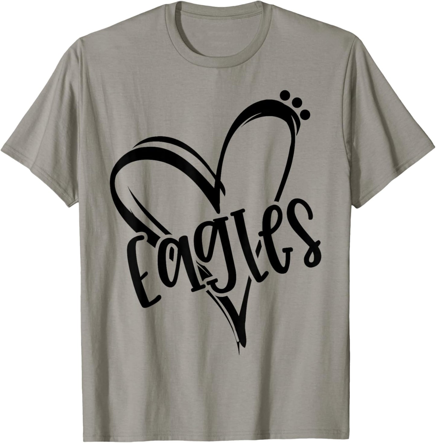 Eagles School Sports Fan Team Spirit Heart T-Shirt - T-Shirt | Sand