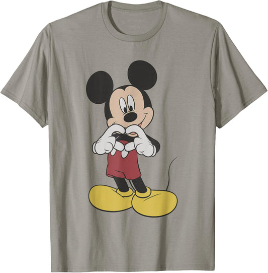 Disney Mickey and Friends Classic Mickey Heart Hand Portrait T-Shirt - T-Shirt | Sand