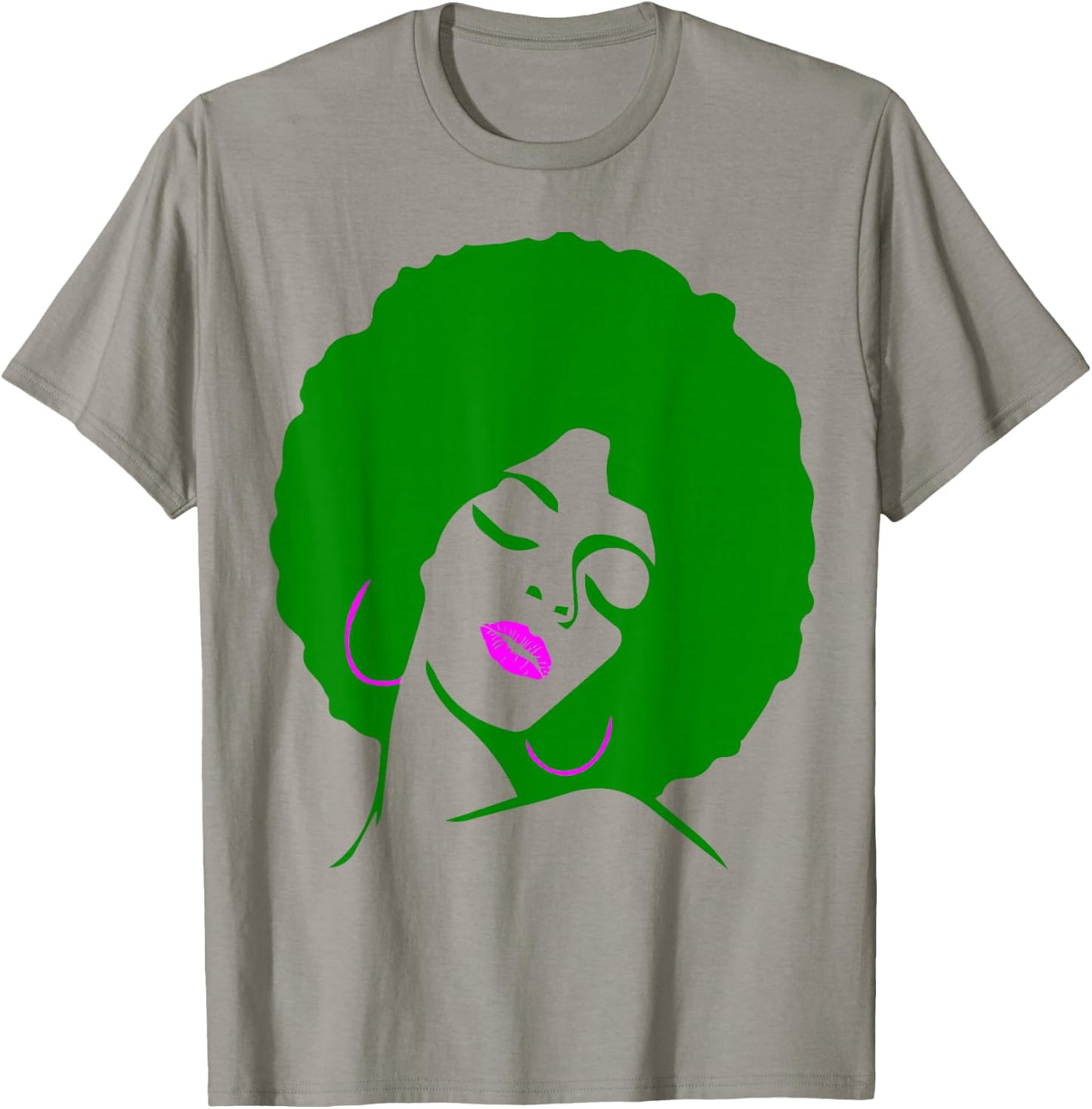 Afro Hair Woman with pink lips T-Shirt - T-Shirt | Sand