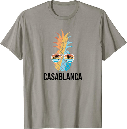 Casablanca Pineapple Sunglasses Holiday Vintage Souvenir T-Shirt - T-Shirt | Sand