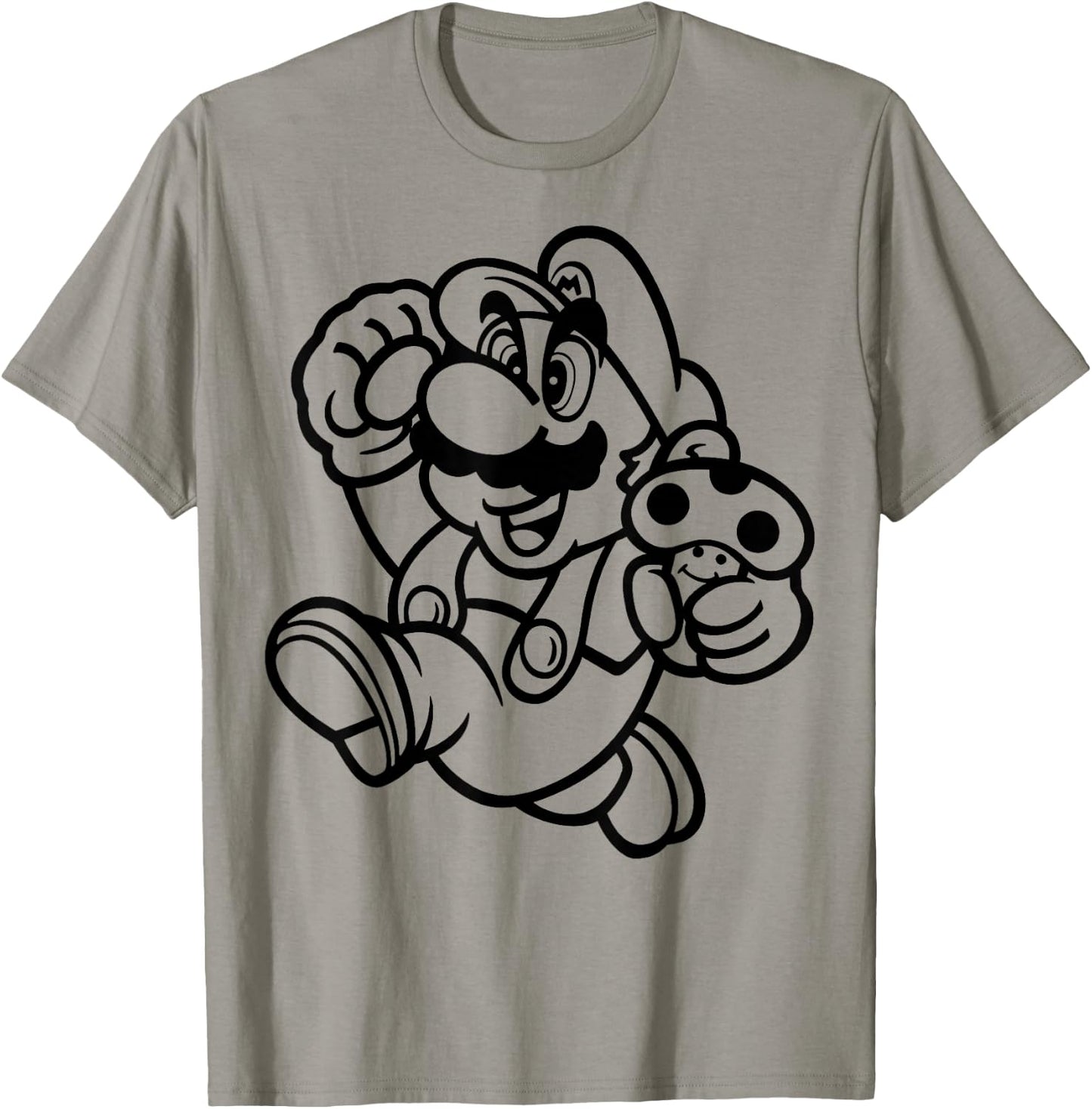 Super Mario Black & White Running Drawing T-Shirt - T-Shirt | Sand
