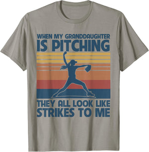 When My Granddaughter Is Pitching They All Look Like Strikes T-Shirt - T-Shirt | Sand