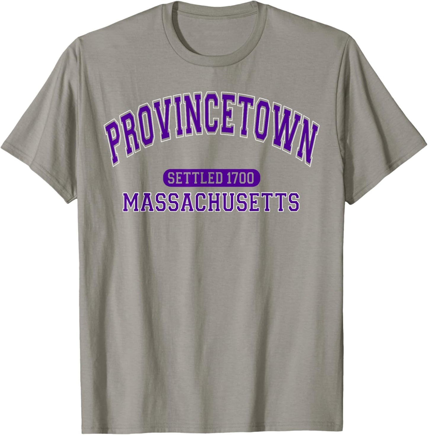 Provincetown Massachusetts Settled 1700 Retro Arched Purple T-Shirt - T-Shirt | Sand
