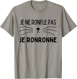Je Ne Ronfle Pas Je Ronronne - Cat Nightshirt Pyjamas , white, S T-Shirt - T-Shirt | Sand