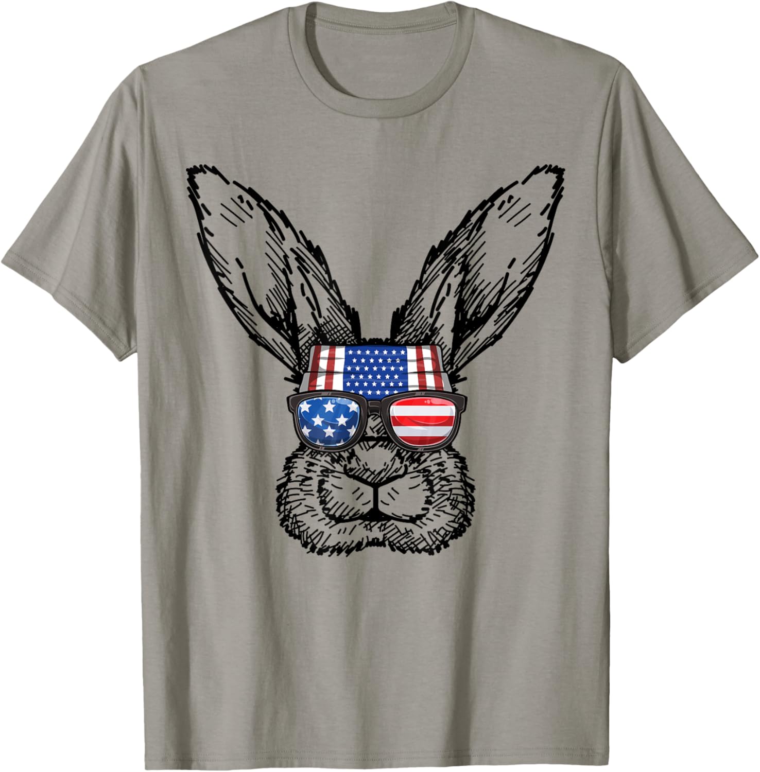 Patriotic Bunny American Flag USA Funny 4th Of July Rabbit T-Shirt - T-Shirt | Sand