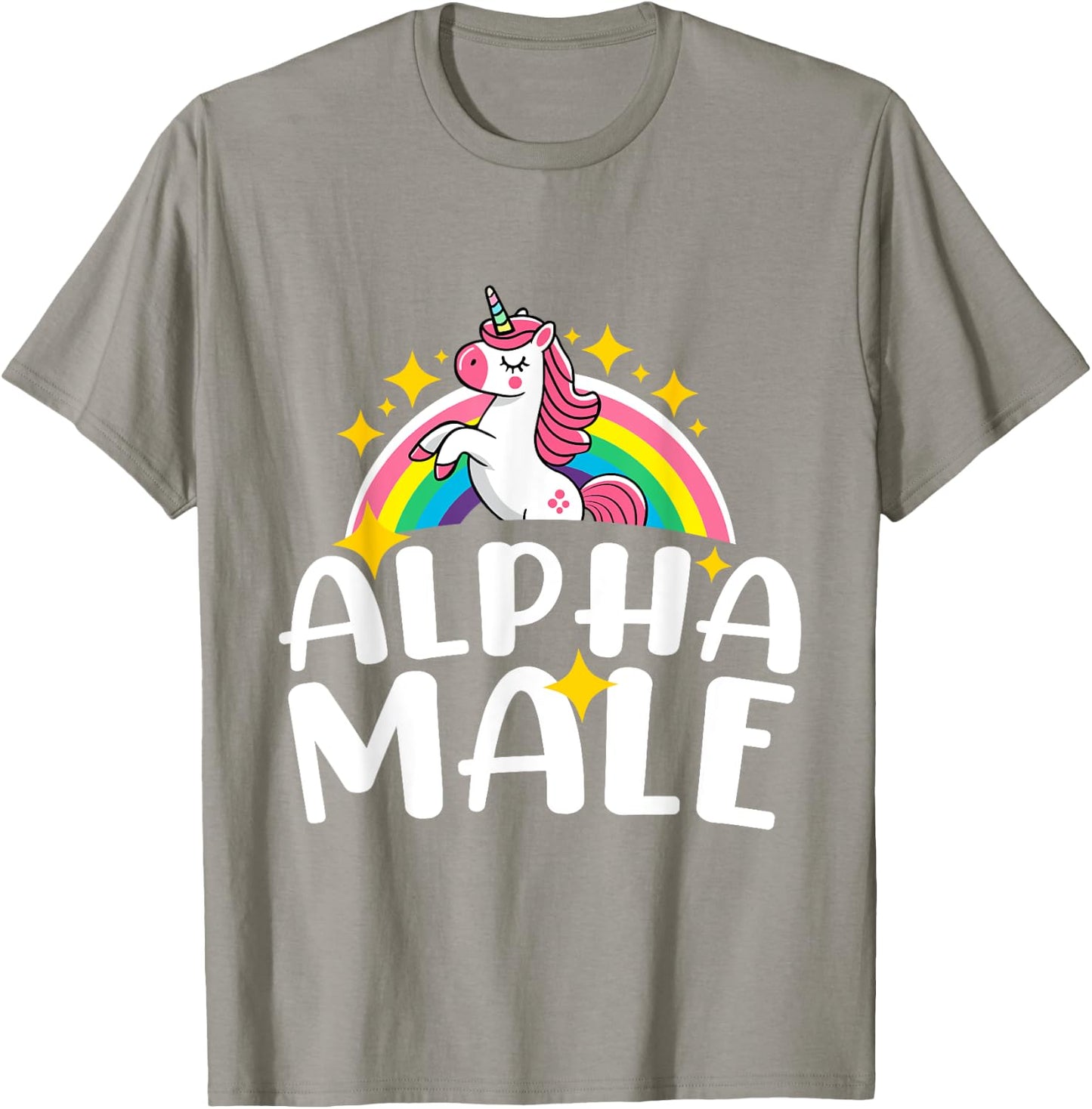 Alpha Male Unicorn Rainbow Funny Humor Sarcastic Hilarious T-Shirt - T-Shirt | Sand