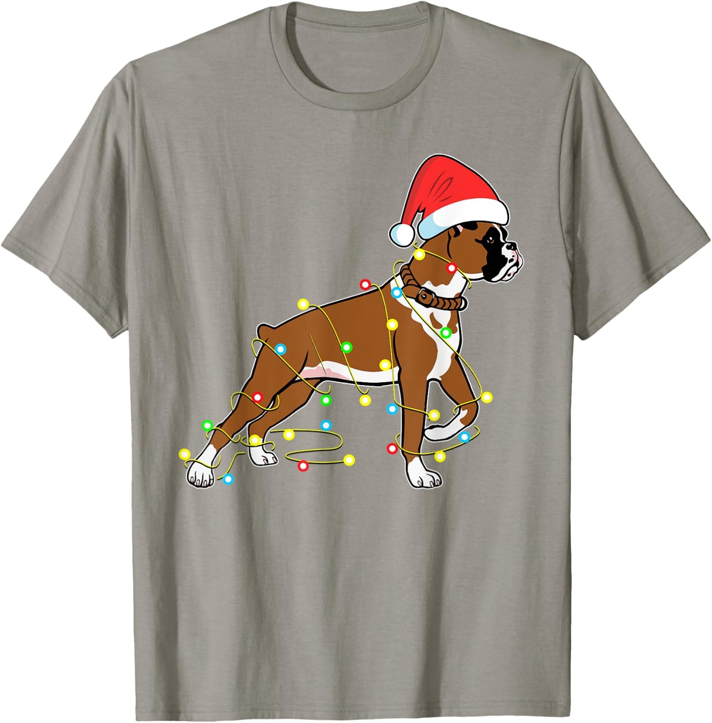 Christmas Lights Boxer Dog Lover Funny Gift Women Kids T-Shirt - T-Shirt | Sand