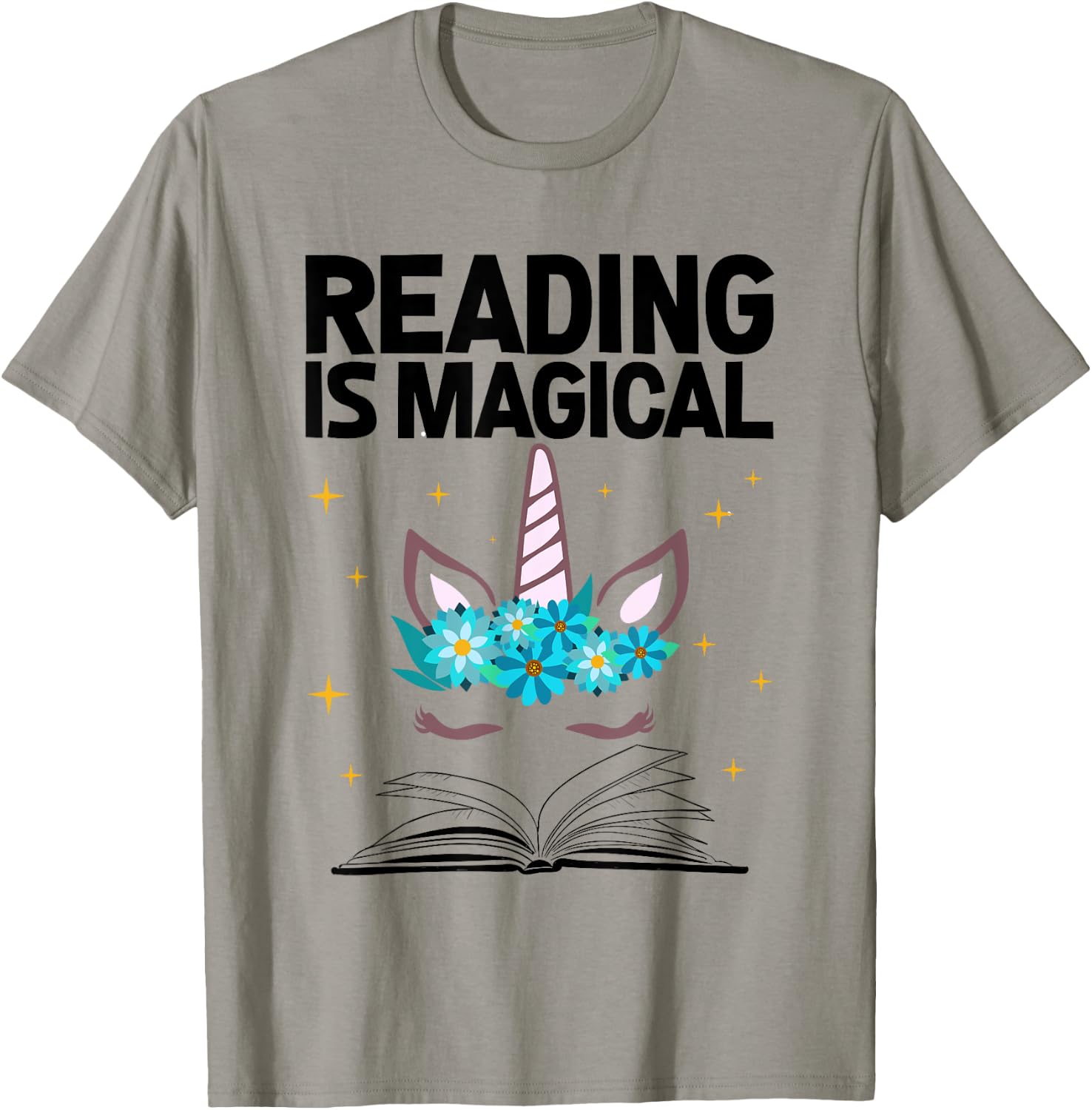 Reading Is Magical Unicorn Book Lover Shirts Gift T-Shirt - T-Shirt | Sand