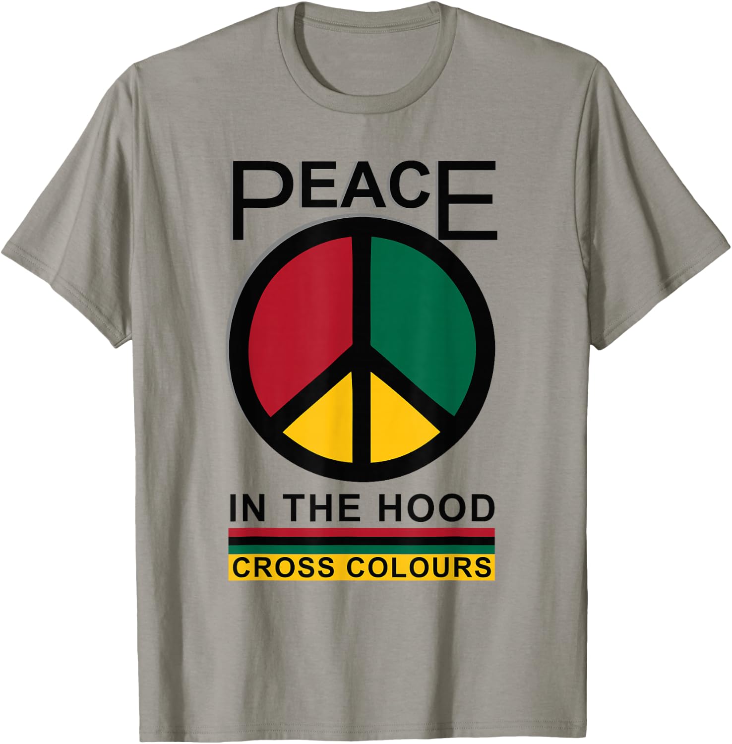 Peace In The Hood | Retro Graphic 1990's Vintage T-Shirt - T-Shirt | Sand