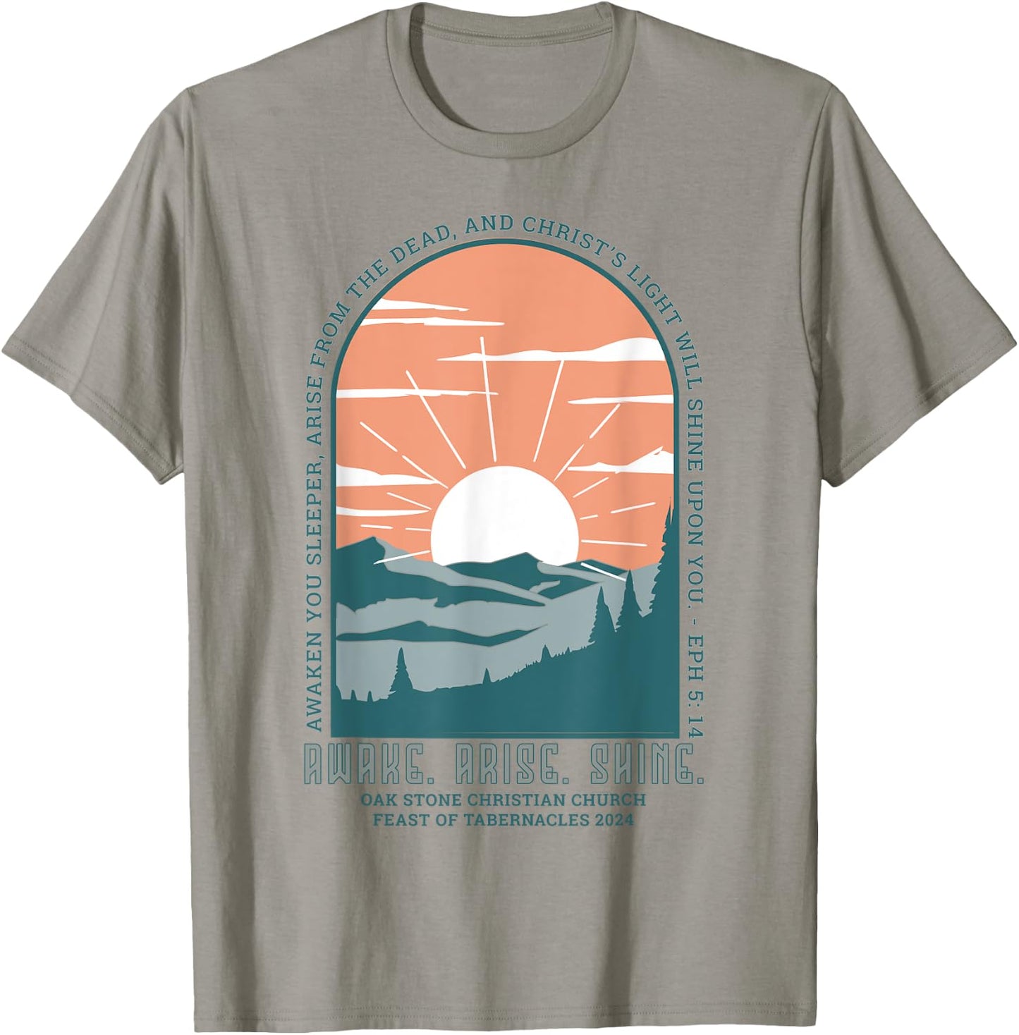 Oak Stone Feast of Tabernacles Awake Arise Shine Window T-Shirt - T-Shirt | Sand