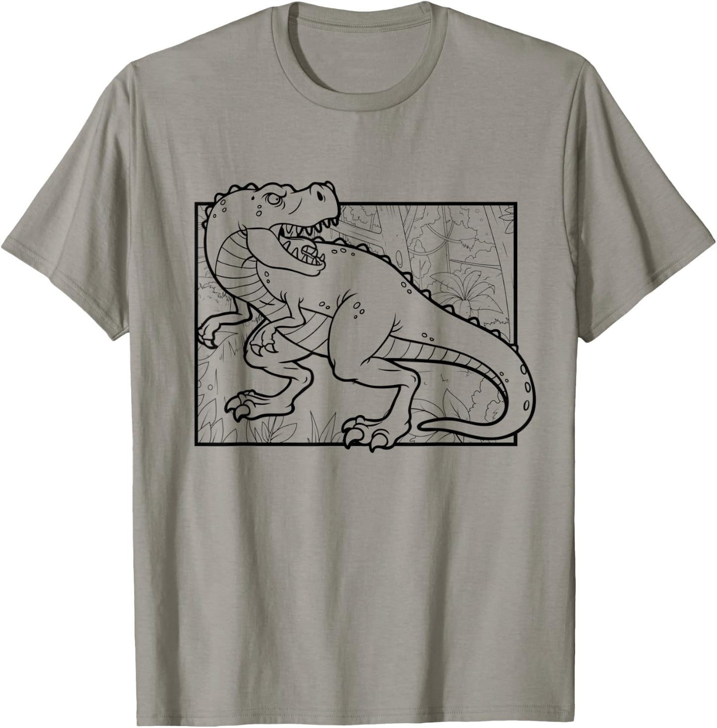 Dino Motif For Coloring And Painting For Artists Children T-Shirt - T-Shirt | Sand