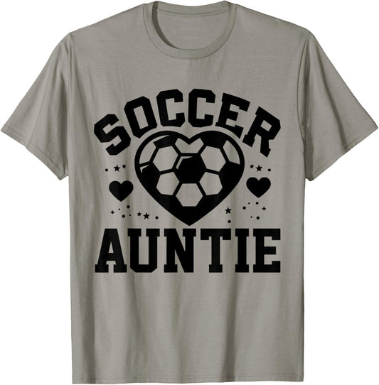 Soccer Auntie Heart Auntie Soccer Player T-Shirt - T-Shirt | Sand