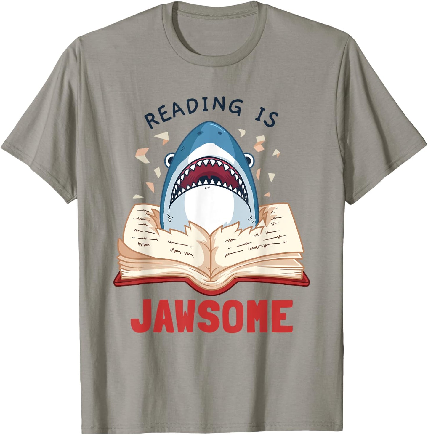 Reading Is Jawsome Bookworm Shark Book Lover Gift Kids T-Shirt - T-Shirt | Sand