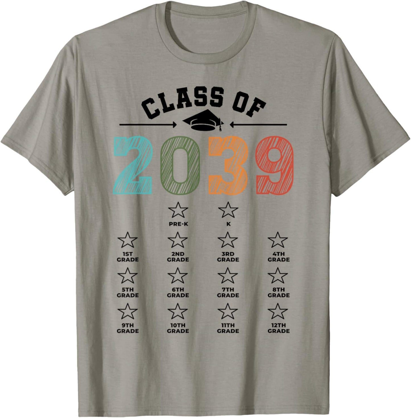 Class Of 2039 Shirt Mom Dad Checklist Pre-k 12th Grade 2039 T-Shirt - T-Shirt | Sand