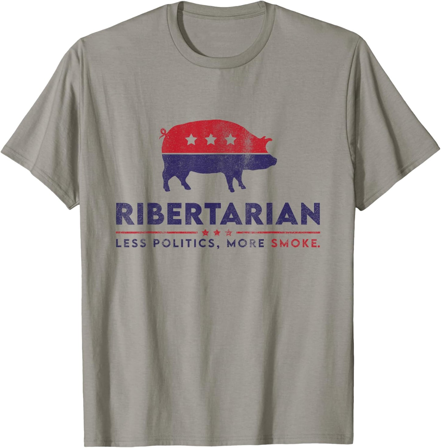 Ribertarian Funny Pitmaster BBQ Meat Smoker Less Politics T-Shirt - T-Shirt | Sand