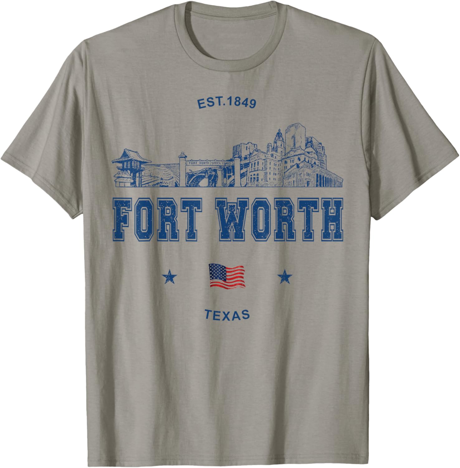 Fort Worth Texas Vintage Skyline T-Shirt - T-Shirt | Sand