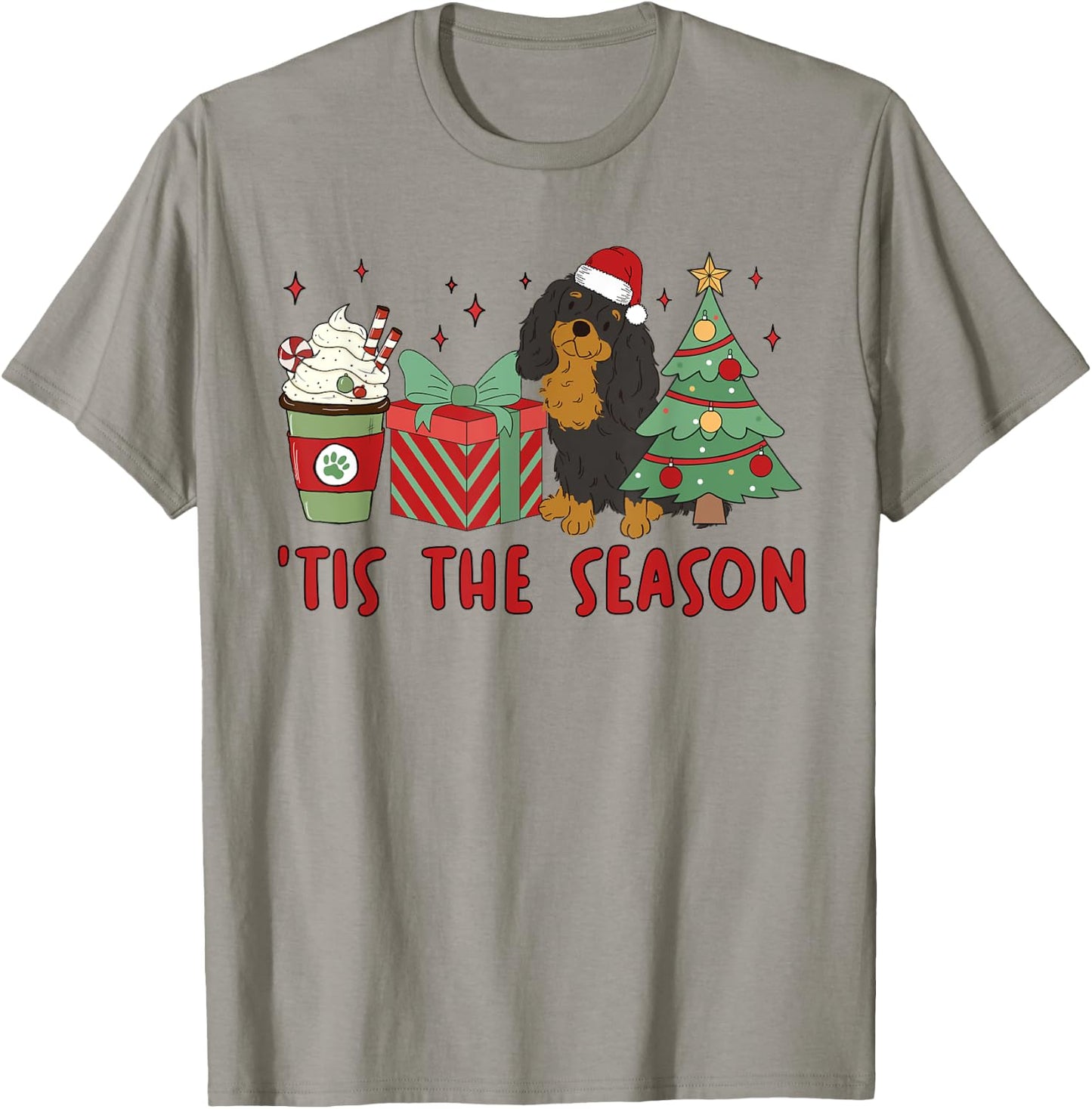 Cavalier King Charles Spaniel Christmas Tis The Season Dog T-Shirt - T-Shirt | Sand