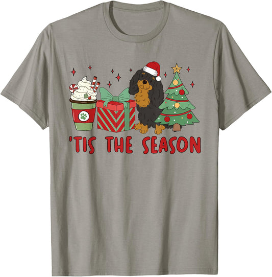 Cavalier King Charles Spaniel Christmas Tis The Season Dog T-Shirt - T-Shirt | Sand