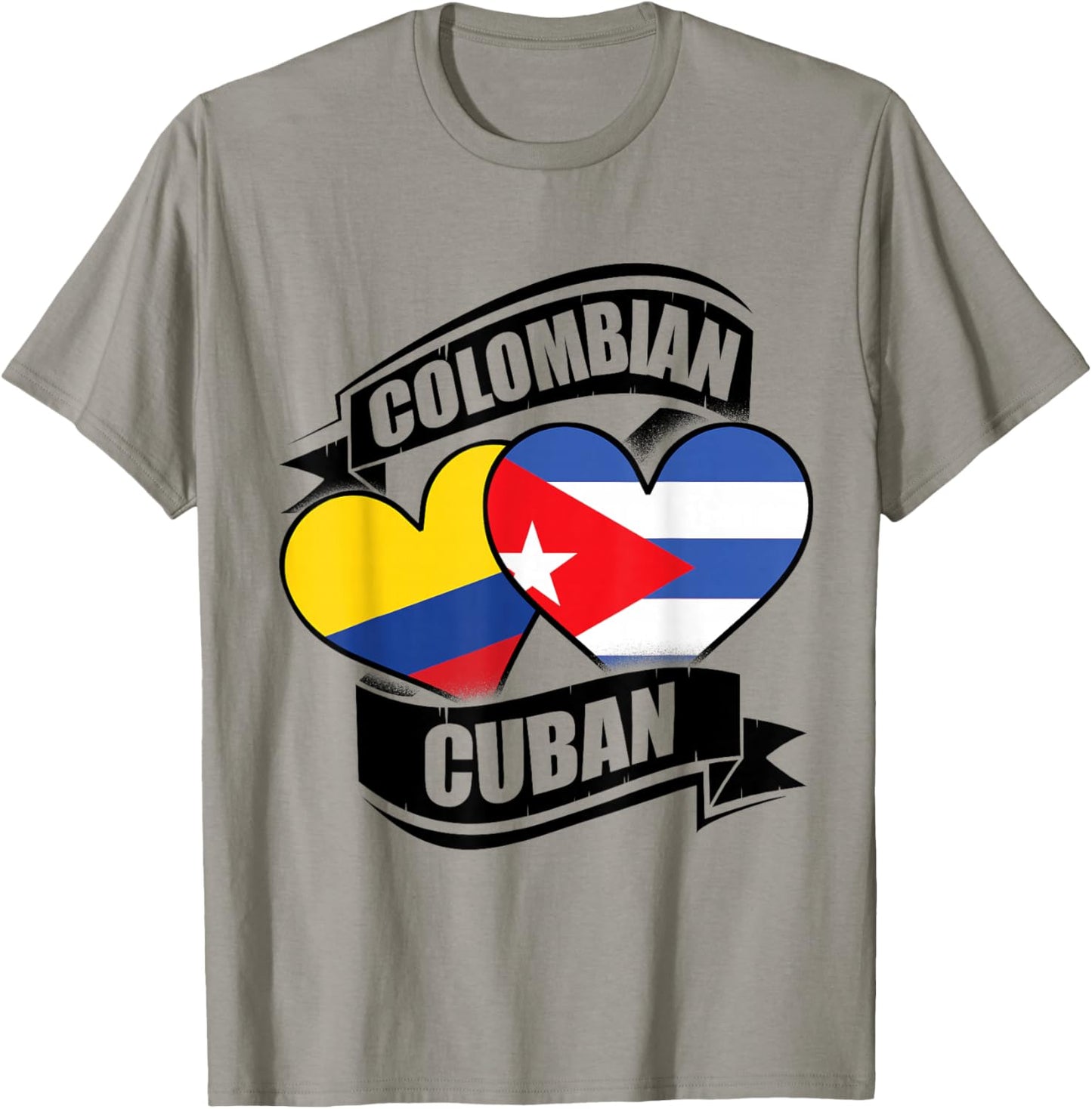 Colombian Cuban Hearts Colombia Cuba Flags T-Shirt - T-Shirt | Sand