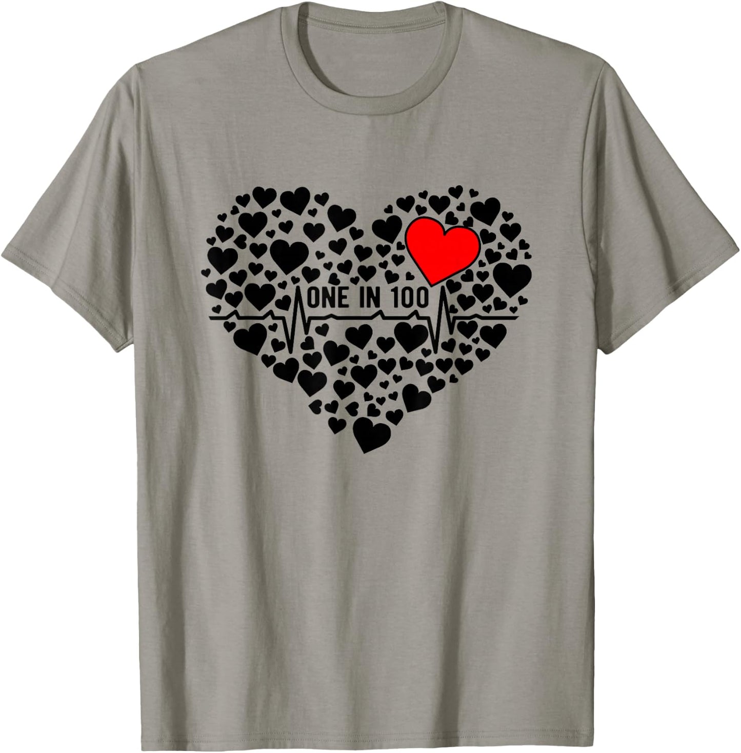 One In 100 CHD Warrior Congenital Heart Disease Awareness T-Shirt - T-Shirt | Sand