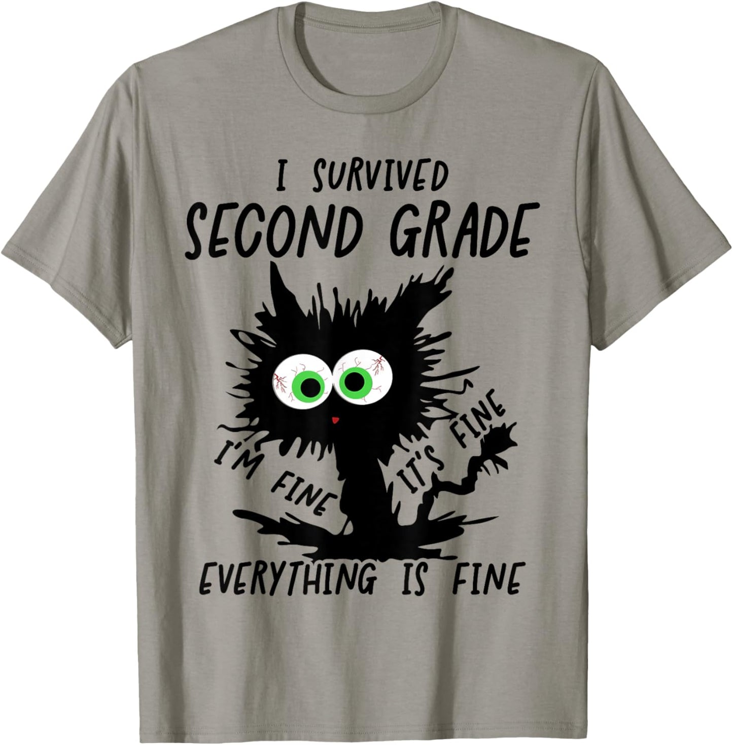 I Survived Second Grade Cat T-Shirt - T-Shirt | Sand