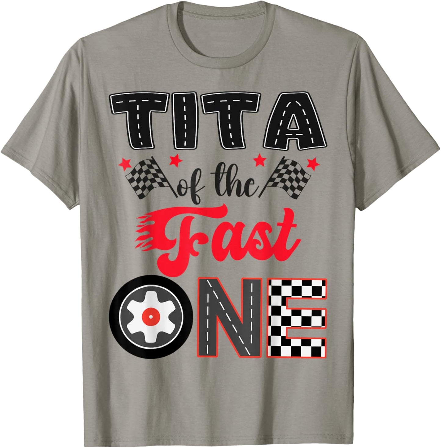 Tita Of The Fast One Car Racing Dad 1St Birthday Boy T-Shirt - T-Shirt | Sand