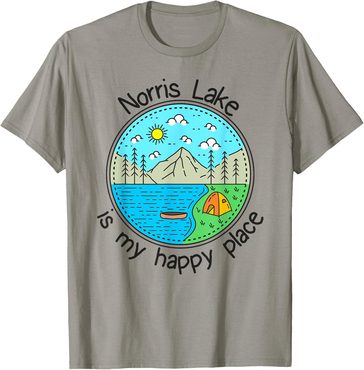 Fishing Boating Camping - My Happy Place Norris Lake T-Shirt - T-Shirt | Sand