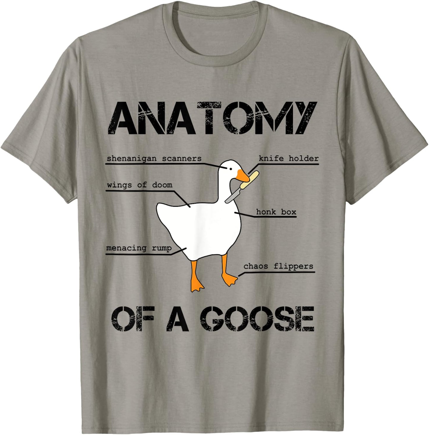Anatomy of A Goose - Funny Duck Graphic Memes T-Shirt - T-Shirt | Sand