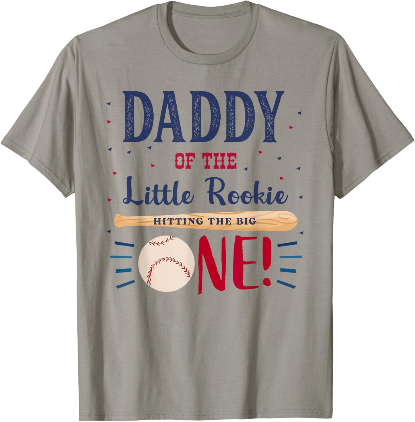Daddy Dad First Birthday Little Rookie Baseball The Big One T-Shirt - T-Shirt | Sand