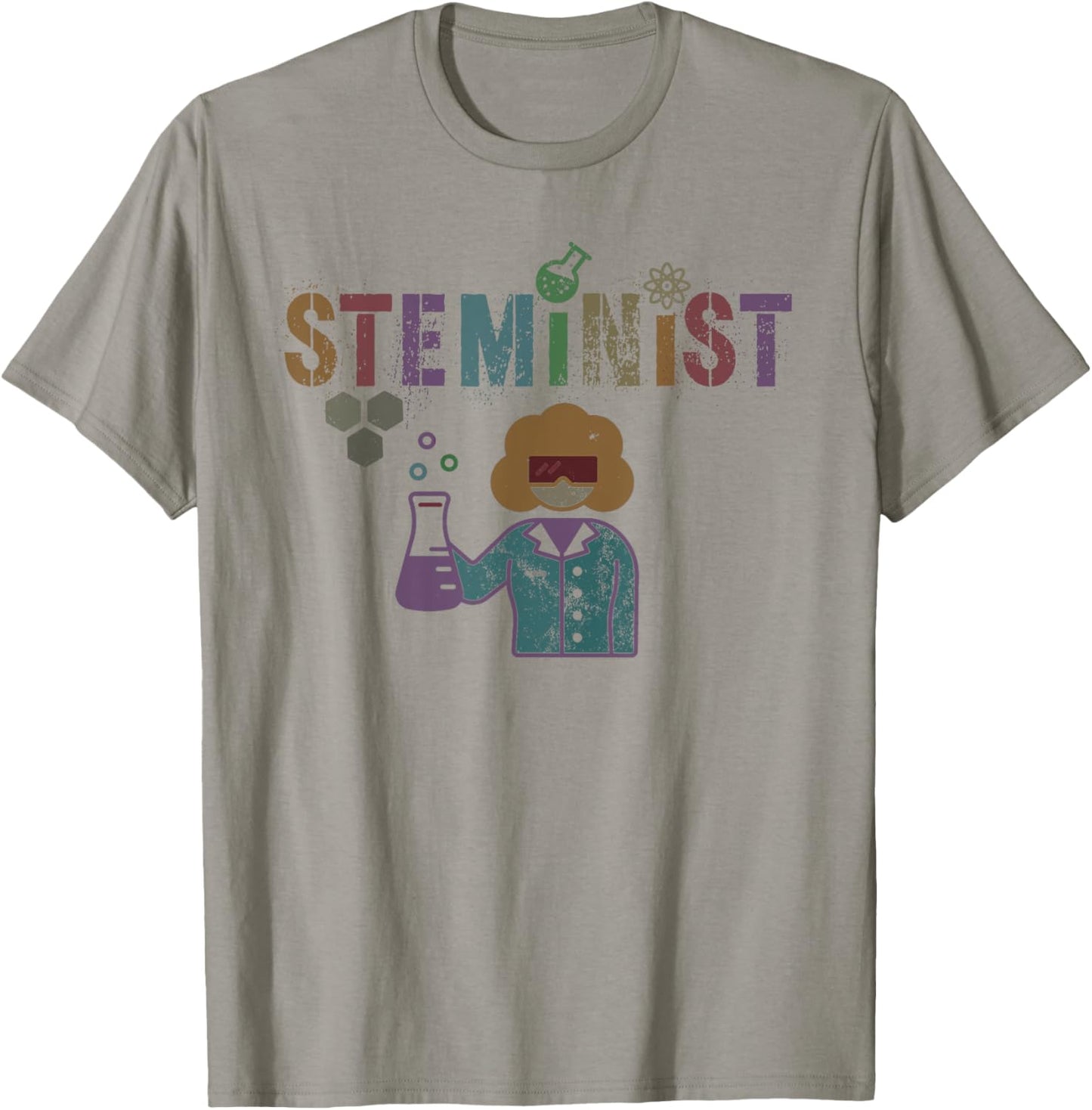 Retro STEMINIST Technology Science STEM Women Engineer T-Shirt - T-Shirt | Sand