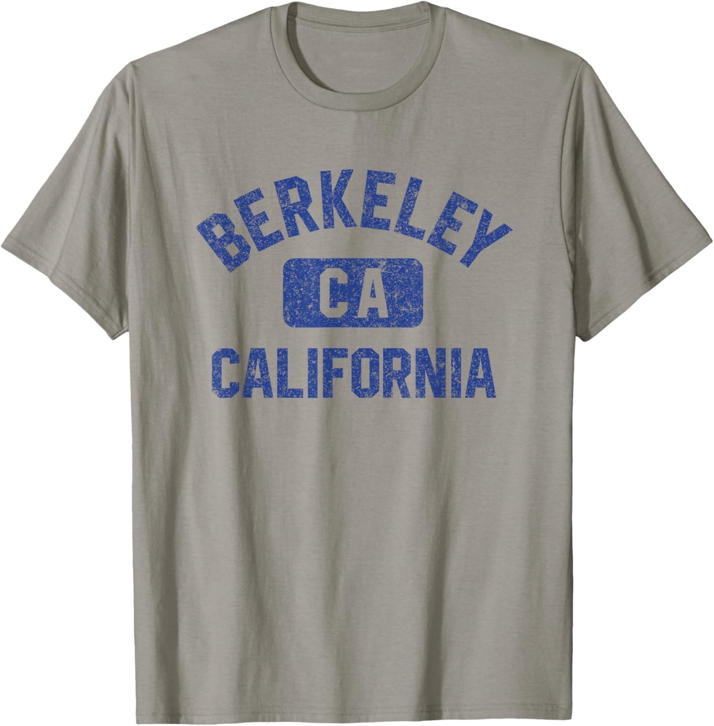 Berkeley California Gym Style Yellow w Distress Blue Print T-Shirt - T-Shirt | Sand
