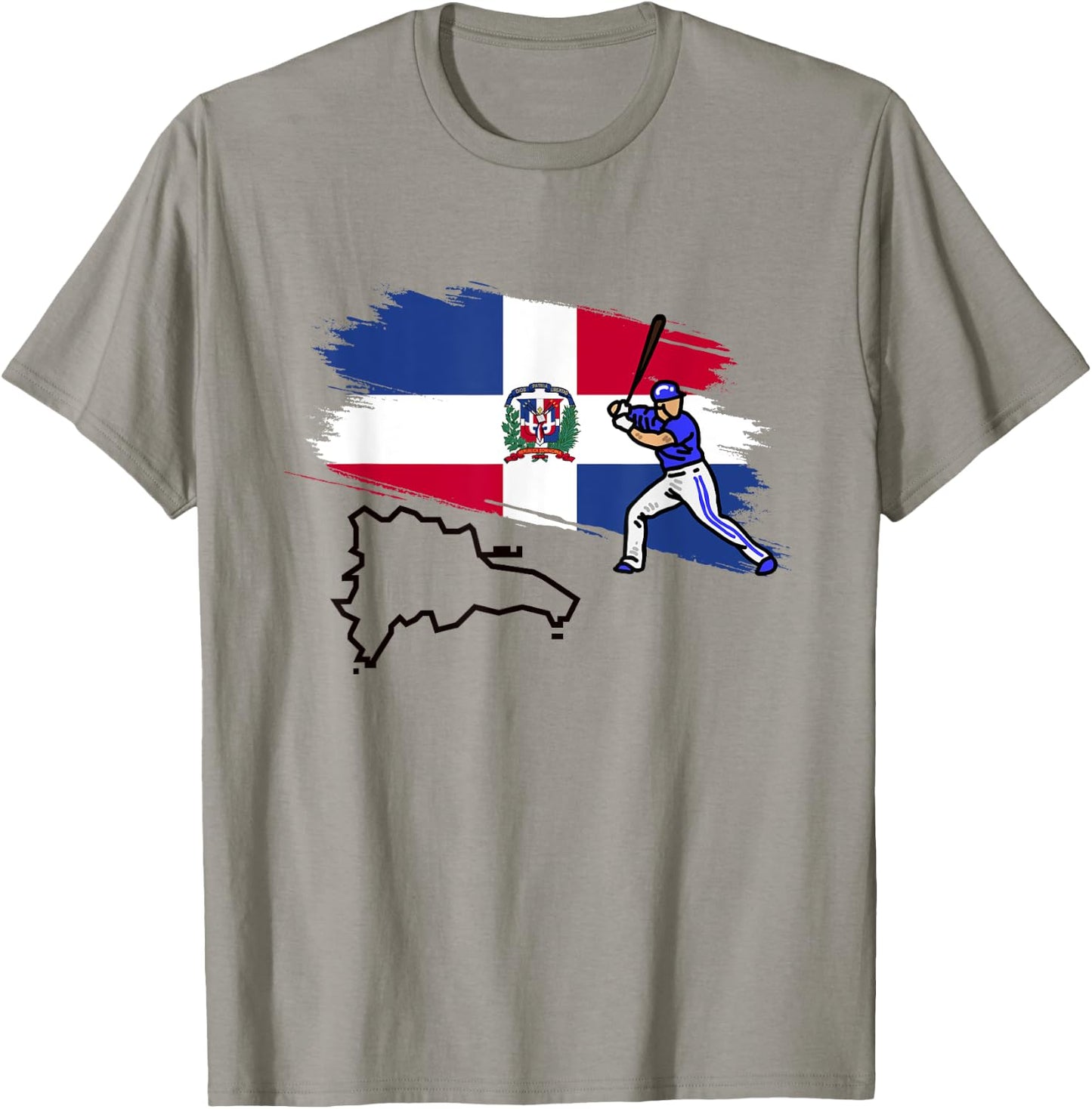 Dominican Republic Flag Baseball Player Dominican Pride T-Shirt - T-Shirt | Sand