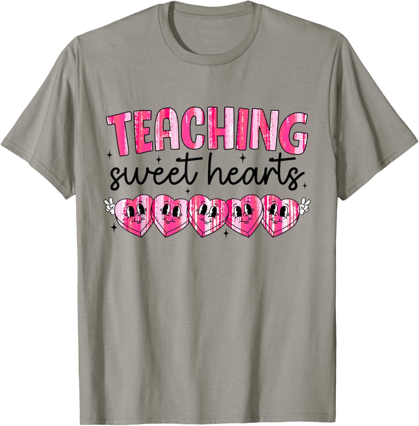 Teaching Sweet Hearts Valentines Day Candy Heart Teacher T-Shirt - T-Shirt | Sand
