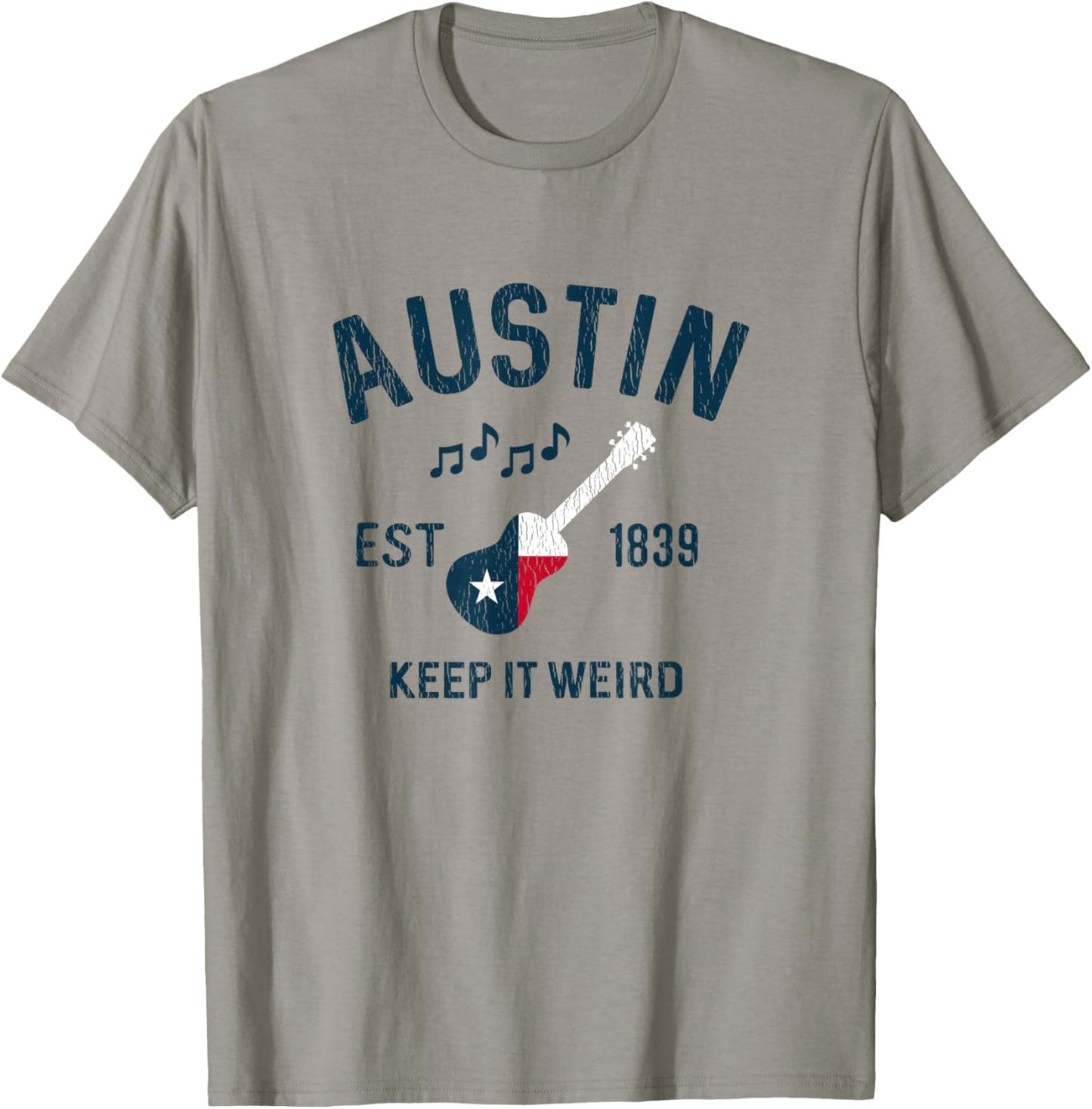 Vintage Austin Texas Guitar Keep It Weird Austin T-Shirt - T-Shirt | Sand