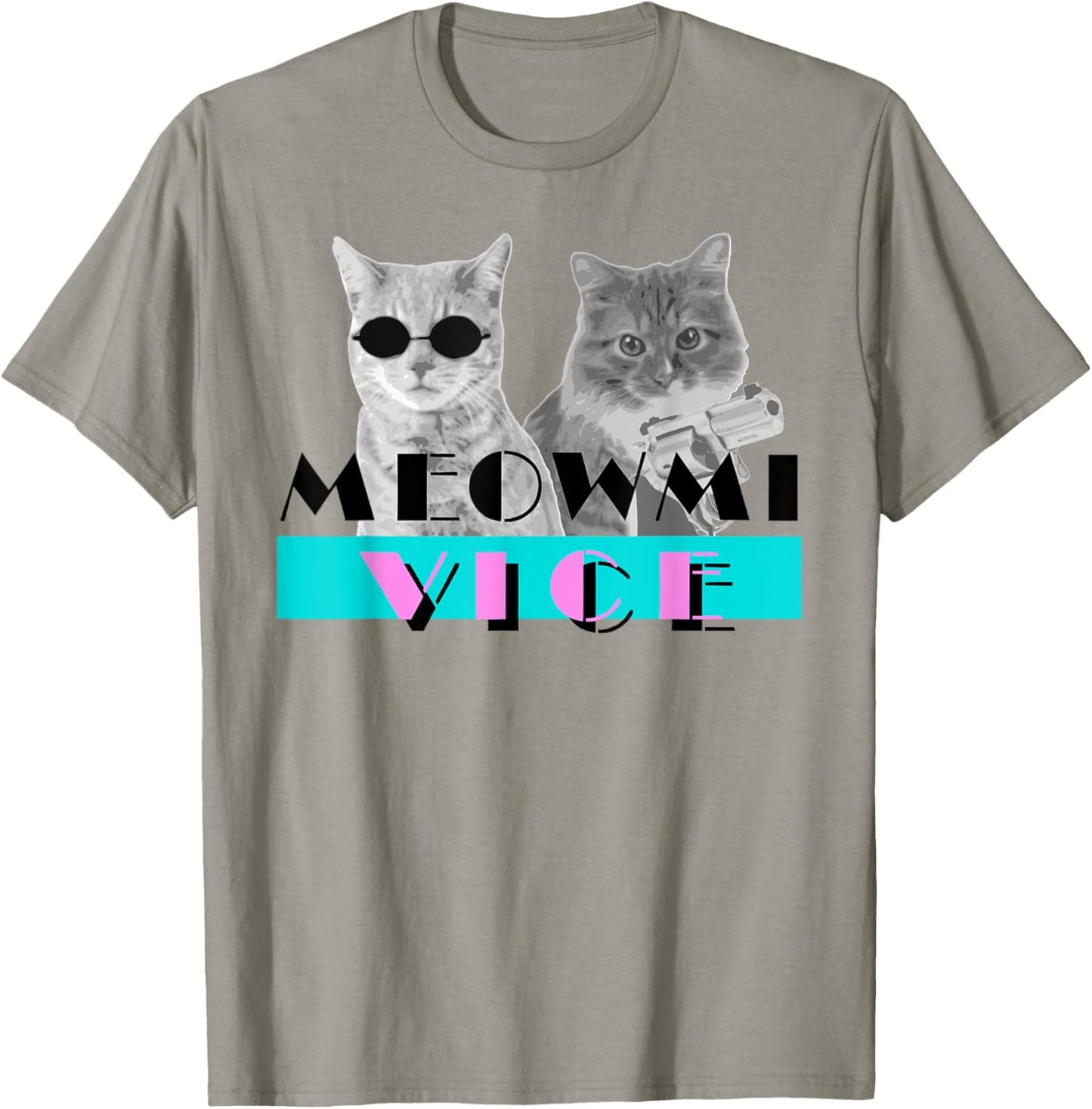 Kitten Meowmi Vice 80s Miami Funny Cat Lover T-Shirt - T-Shirt | Sand