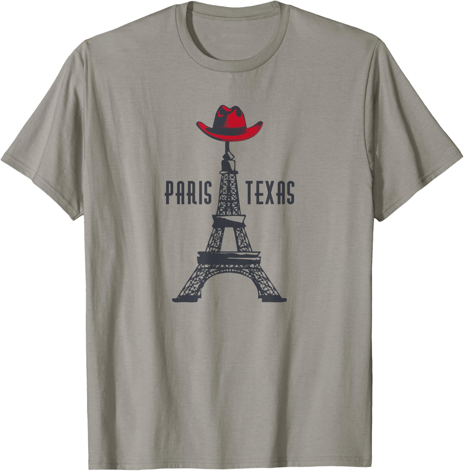 Paris Texas - TX Eiffel Tower with Cowboy Hat T-Shirt - T-Shirt | Sand