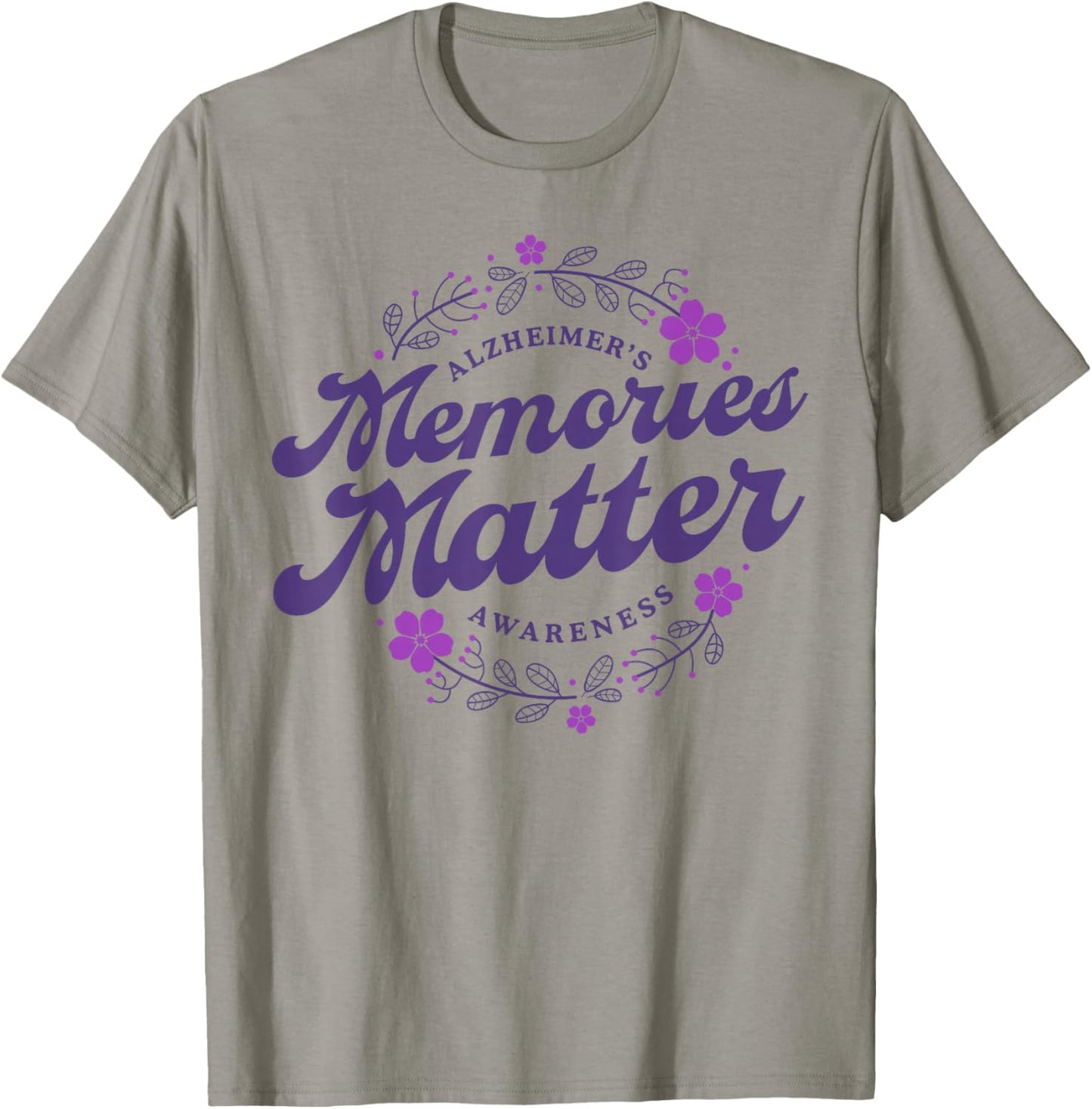 Memories Matter Alzheimer's Awareness Month Purple Flower T-Shirt - T-Shirt | Sand
