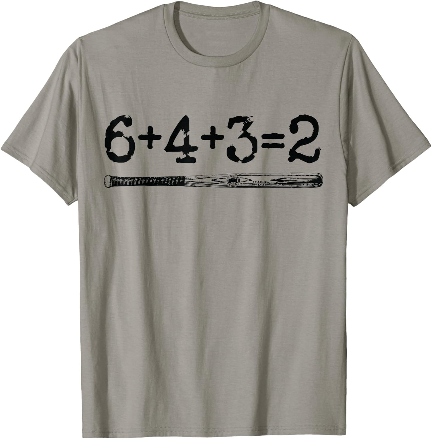 Double Play 6 4 3 2 Vintage Baseball Math Softball Player T-Shirt - T-Shirt | Sand