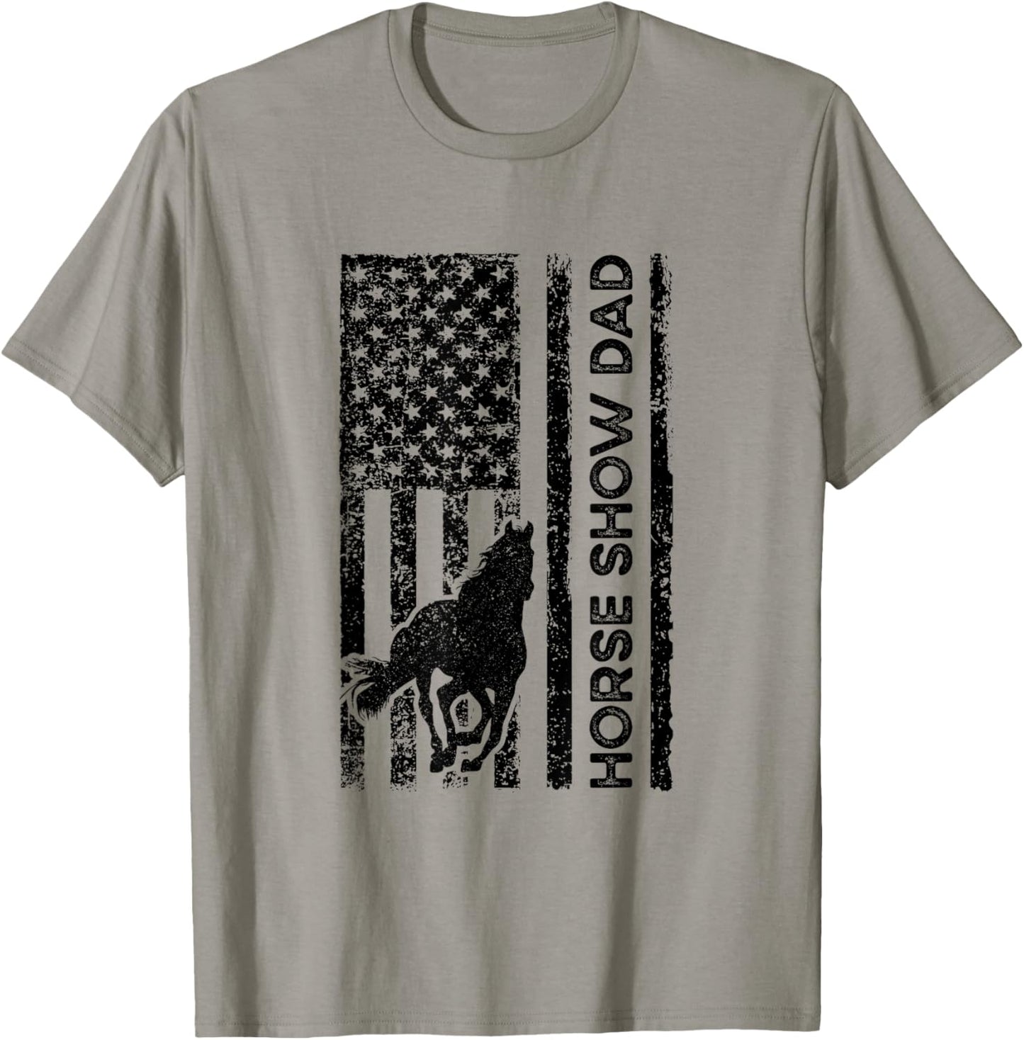 Horse Show Dad American Flag Equestrian Father Men T-Shirt - T-Shirt | Sand