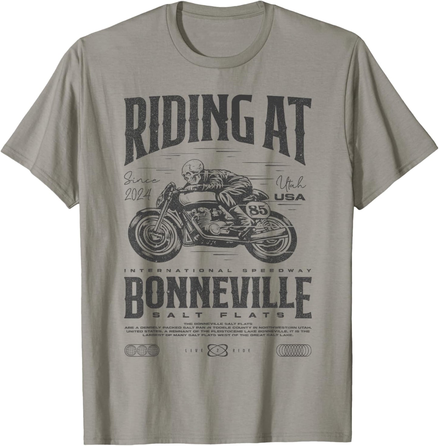 Bonneville Salt Flats Motorcycle Birthday 2024 Biker T-Shirt - T-Shirt | Sand