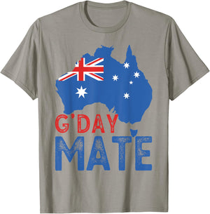 Aussies G'Day Mate Shirt Funny Australia Map Good Day T-Shirt - T-Shirt | Sand