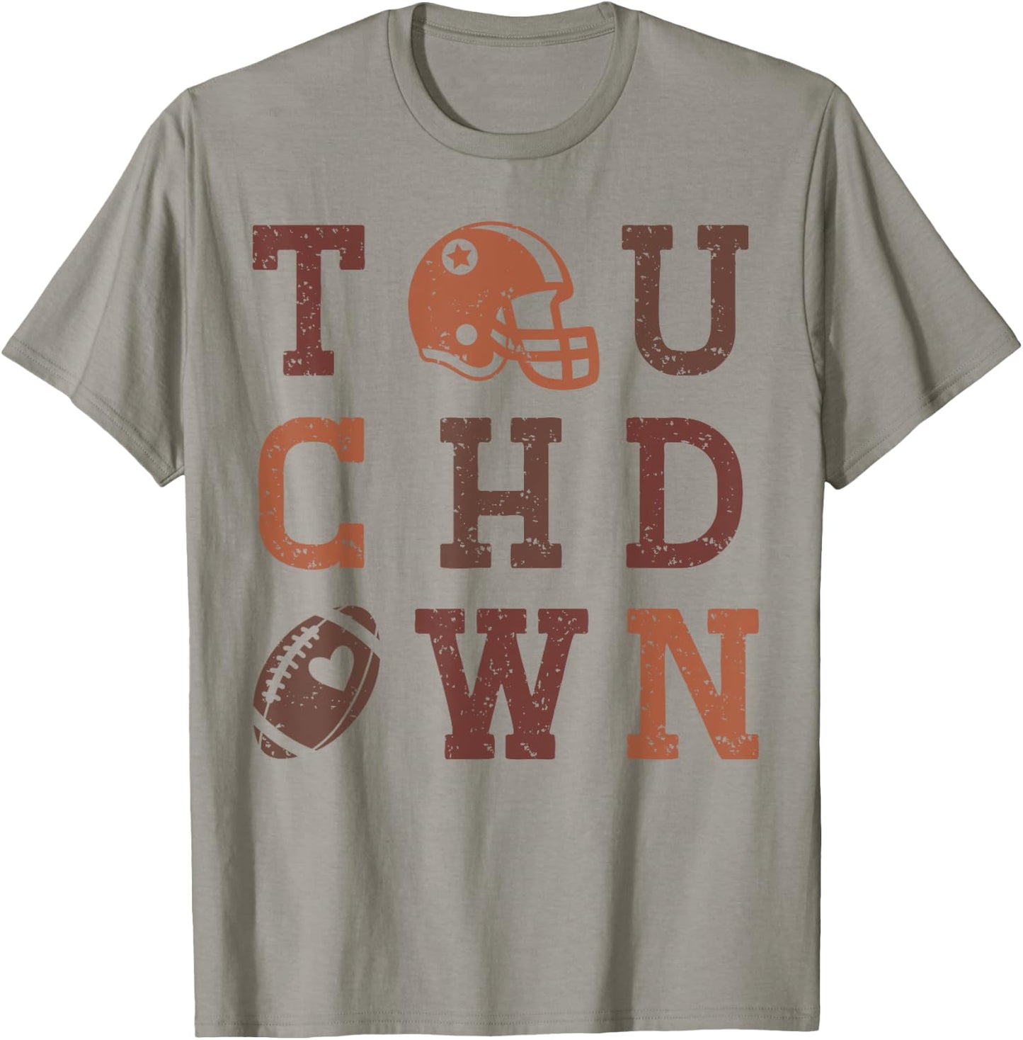 Football American Touchdown Distressed Vintage Fans T-Shirt - T-Shirt | Sand