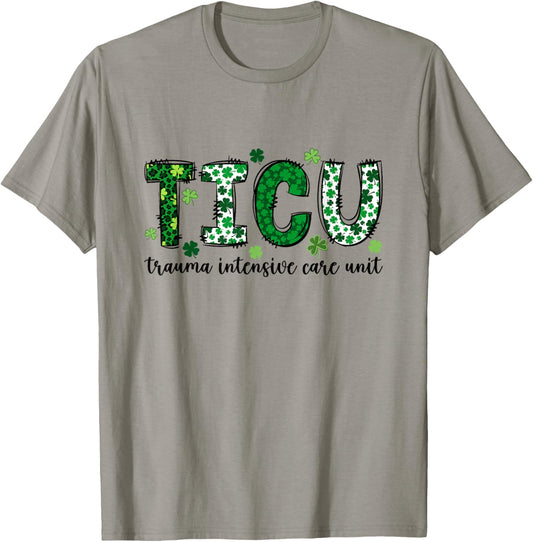 ER Trauma Neuro ICU Nurse Team St Patrick's Day Trauma Nurse T-Shirt - T-Shirt | Sand