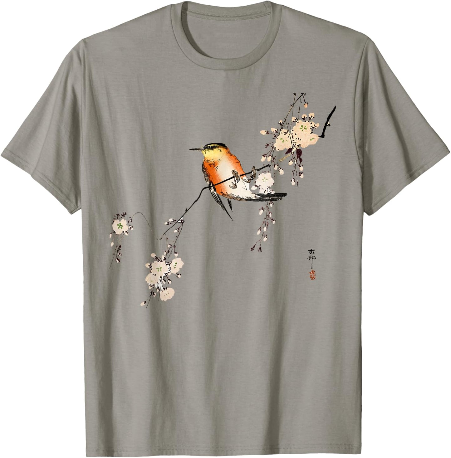 Japanese art style Vintage Ukiyo-e Red bird Cherry blossoms T-Shirt - T-Shirt | Sand