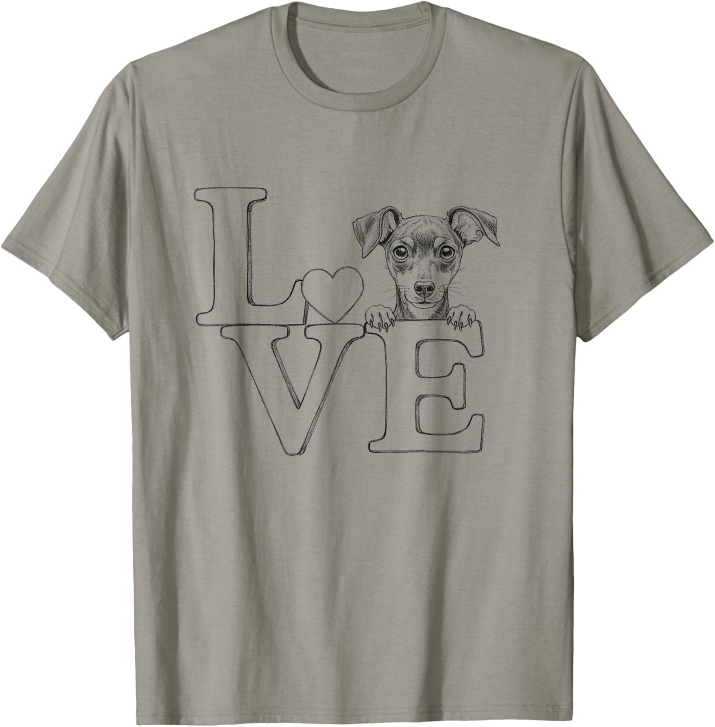 Miniature Pinscher Min Pin Love Art For Dog Owner T-Shirt - T-Shirt | Sand