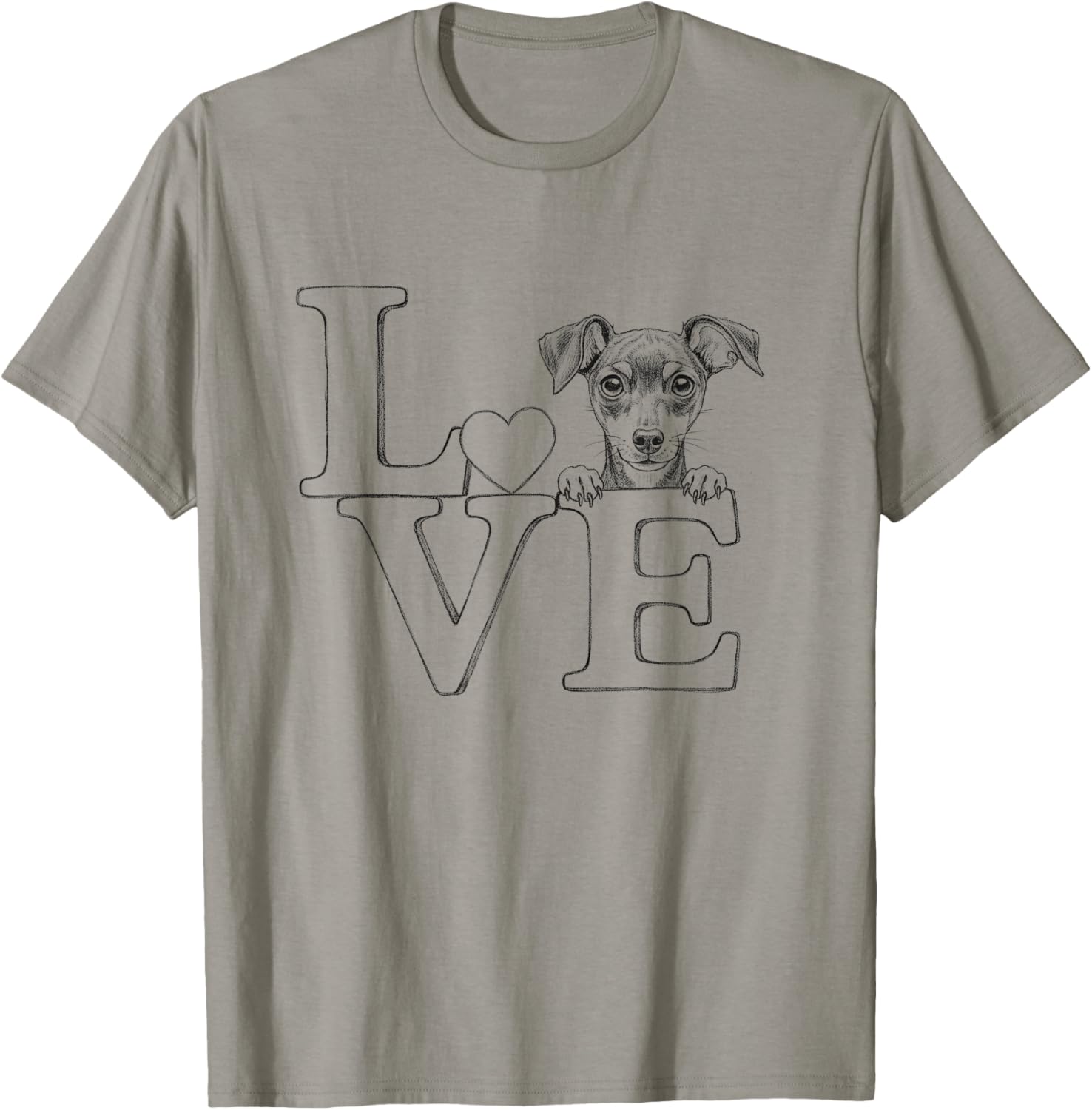 Miniature Pinscher Min Pin Love Art For Dog Owner T-Shirt - T-Shirt | Sand