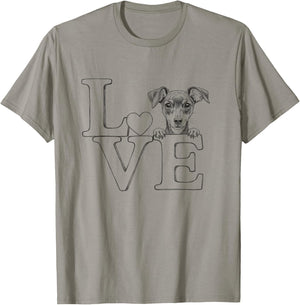 Miniature Pinscher Min Pin Love Art For Dog Owner T-Shirt - T-Shirt | Sand